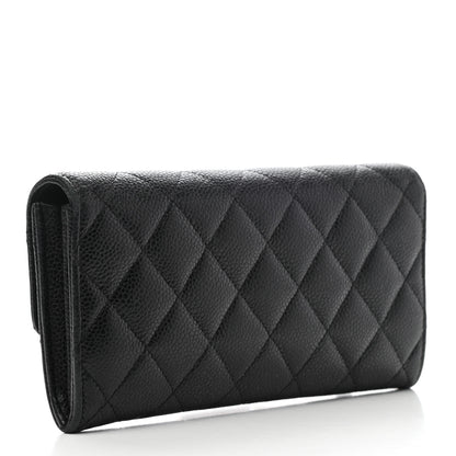 Chanel Caviar Quilted Large Gusset Flap Wallet Black 3 of 10