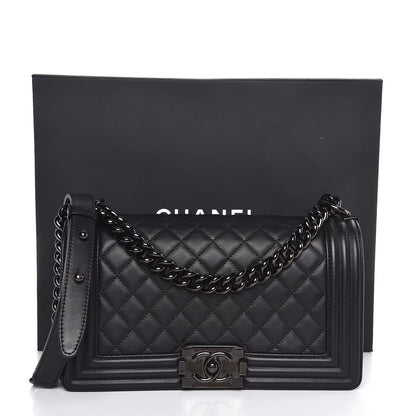 Chanel Calfskin Quilted Medium Boy Flap So Black 8 of 8