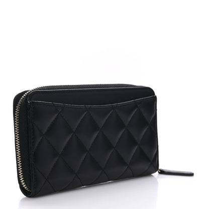 Chanel Lambskin Quilted Medium Zip Around Wallet Black 3 of 8