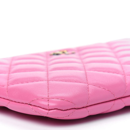 Chanel Lambskin Quilted Zipped Pouch Pink Yellow 10 of 13
