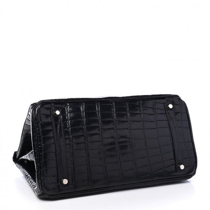 Hermes Shiny Porosus Crocodile Birkin 35 Black 5 of 32