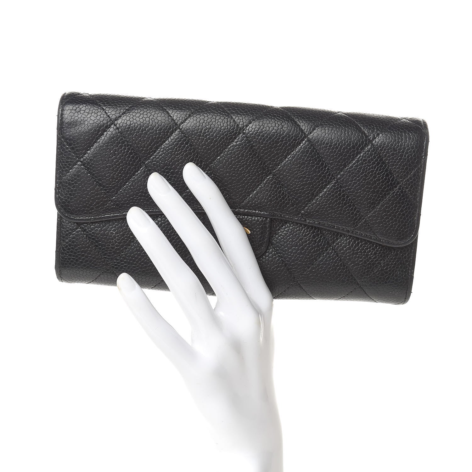 Chanel Caviar Quilted Large Gusset Flap Wallet Black 2 of 13