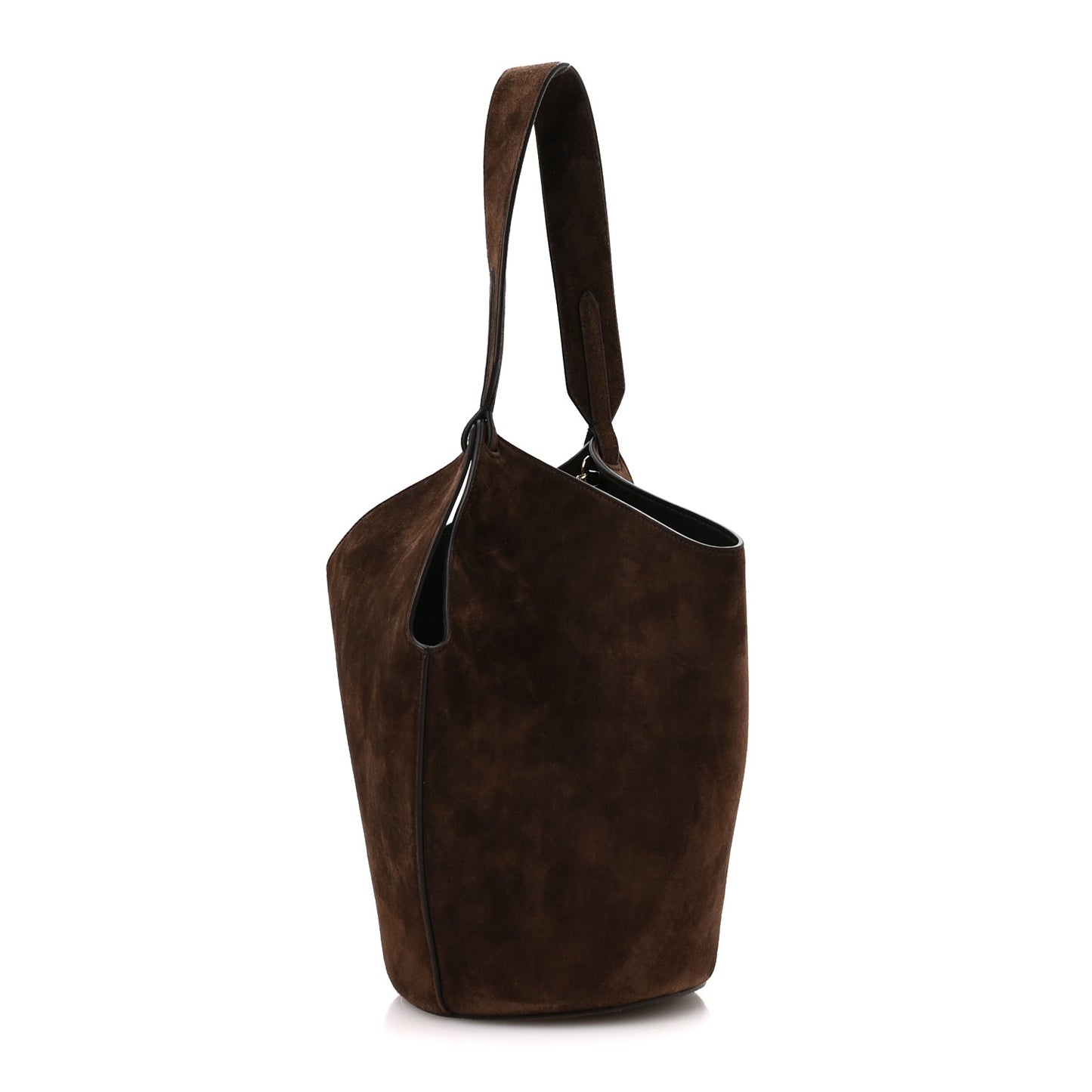Suede Calfskin Mini Lotus Tote  Dark Brown