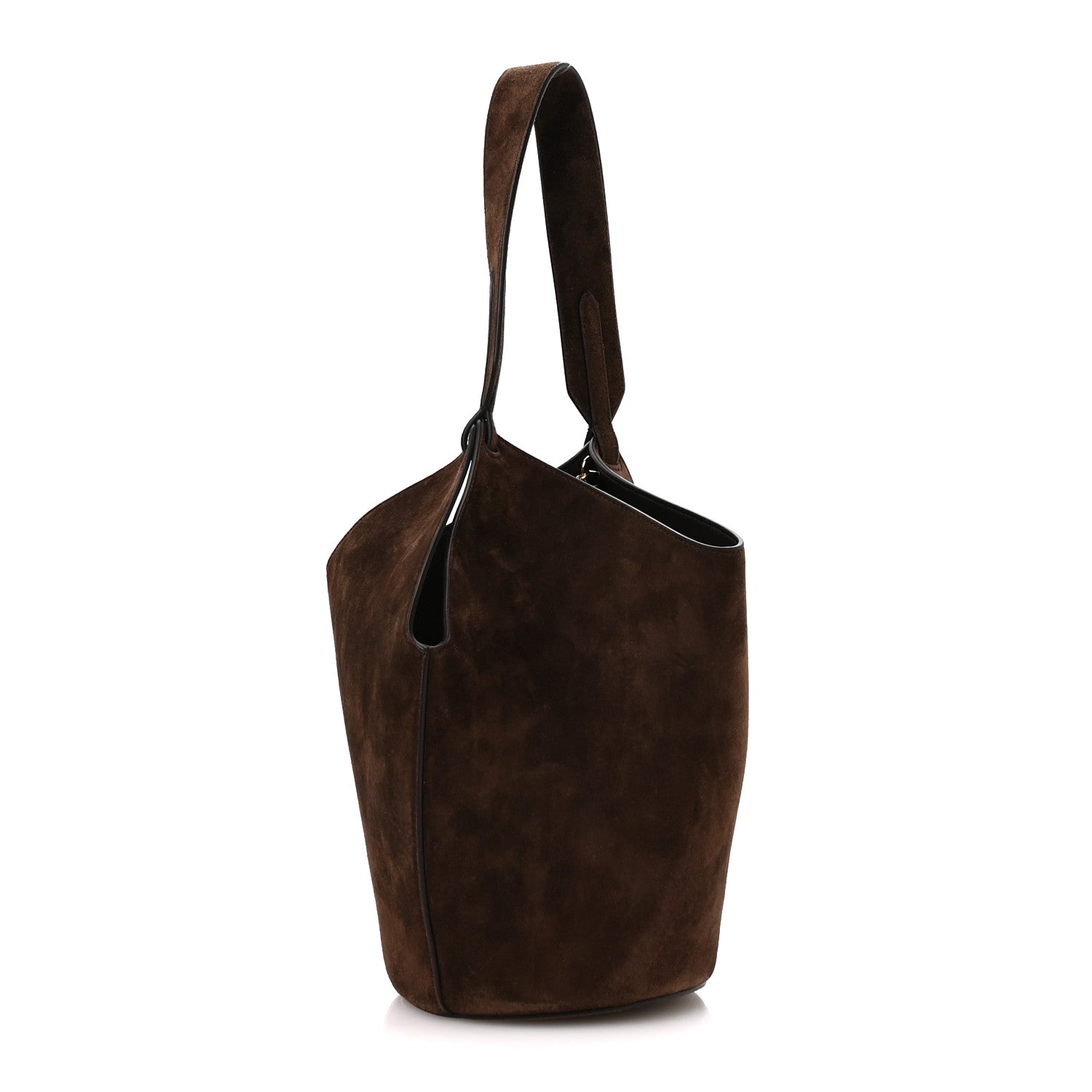 Khaite Suede Calfskin Mini Lotus Tote  Dark Brown 3 of 9