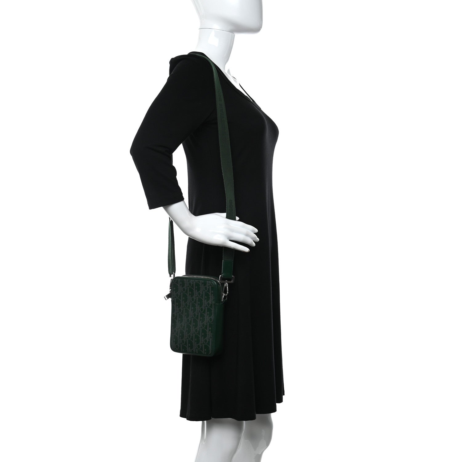 Christian Dior Calfskin Oblique Galaxy Perforated World Tour Messenger Pouch Green White 2 of 9