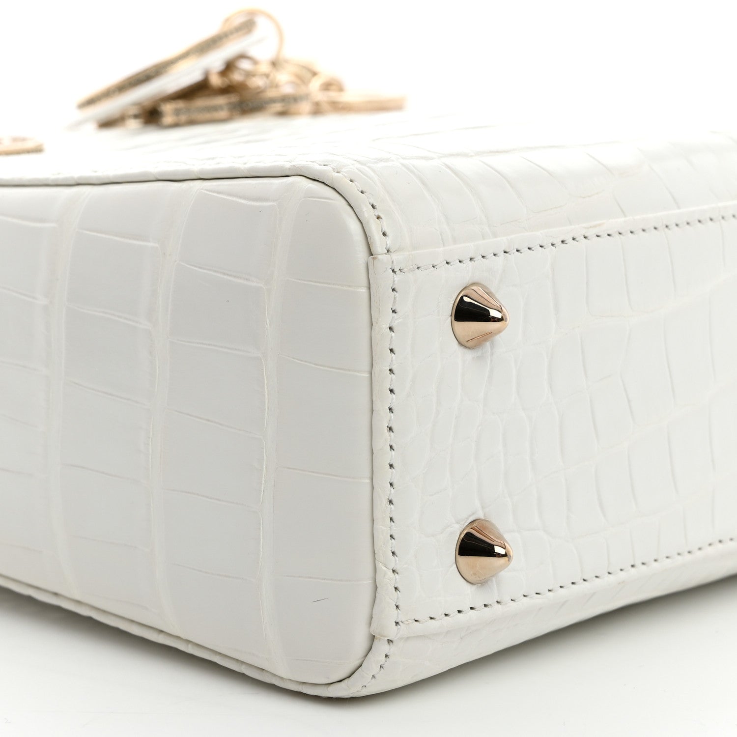 Christian Dior Alligator Swarovski Crystal Small Lady Dior White 9 of 10