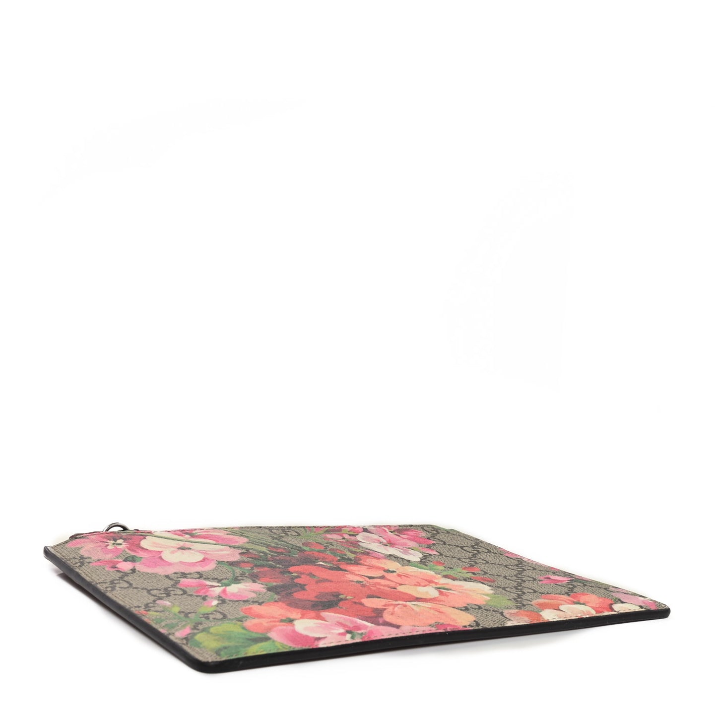 GG Supreme Monogram Blooms Small Zip Pouch Beige Multicolor Dry Rose
