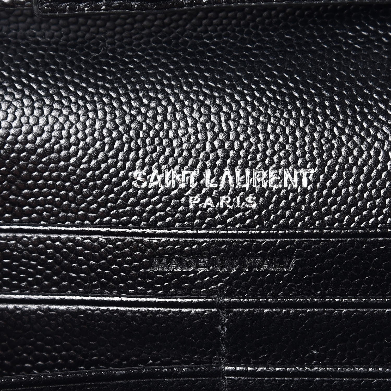 Saint Laurent Grain De Poudre Matelasse Chevron Monogram Chain Wallet Black 6 of 8