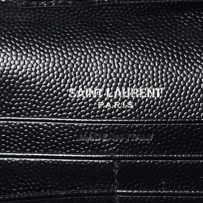 Saint Laurent Grain De Poudre Matelasse Chevron Monogram Chain Wallet Black 6 of 8