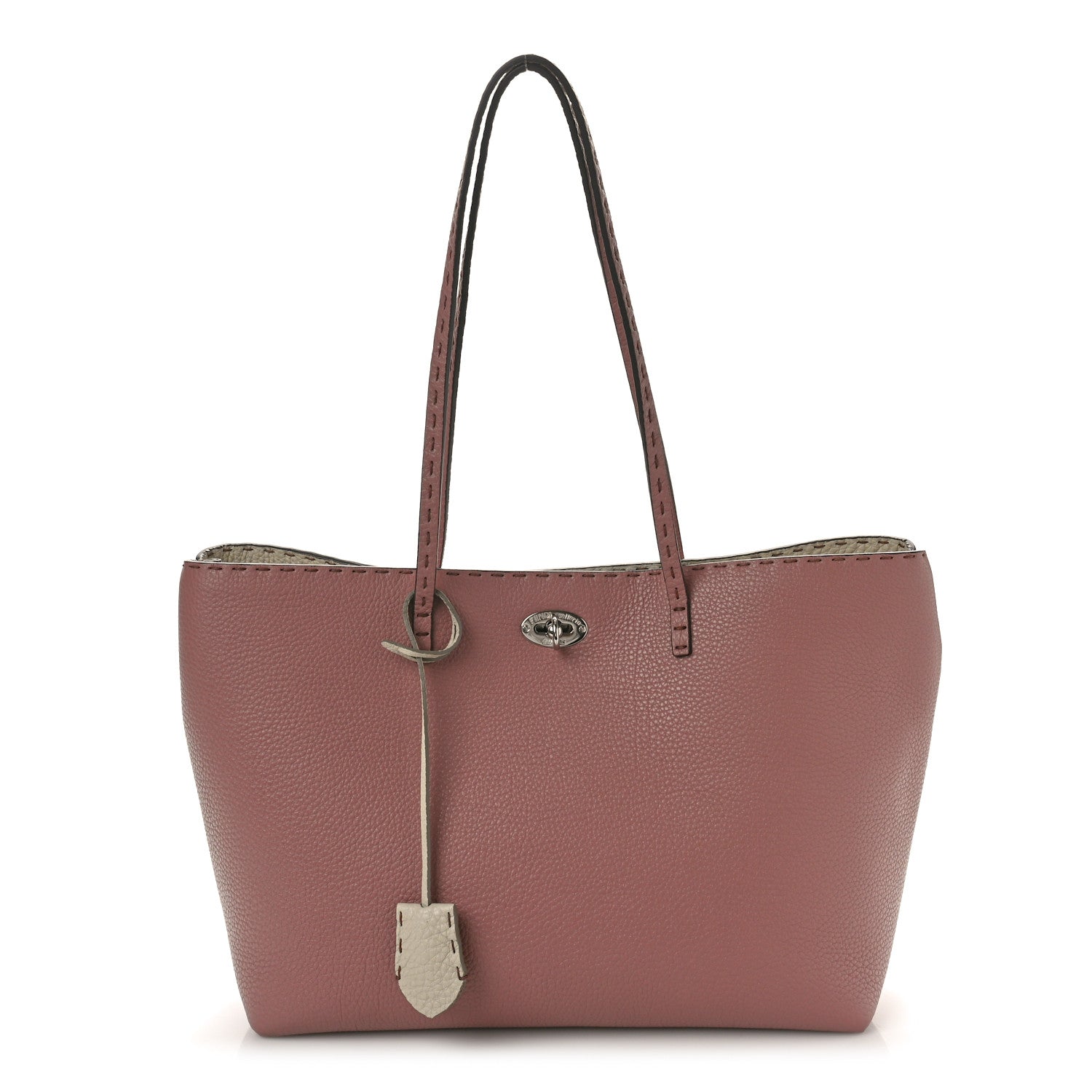 Fendi Cuoio Romano Selleria Bi-Color Carla Shopping Tote English Rose Camelia 1 of 9