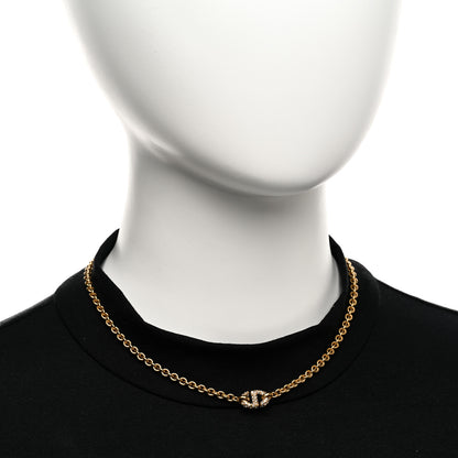 Christian Dior Metal Crystal Petite CD Choker Necklace Gold 2 of 5