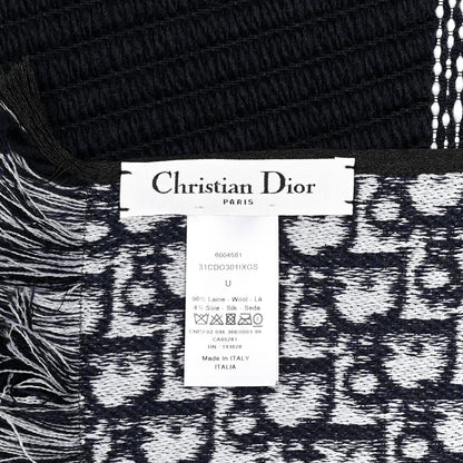 Christian Dior Wool Silk Oblique University Reversible Scarf Navy Blue 3 of 3