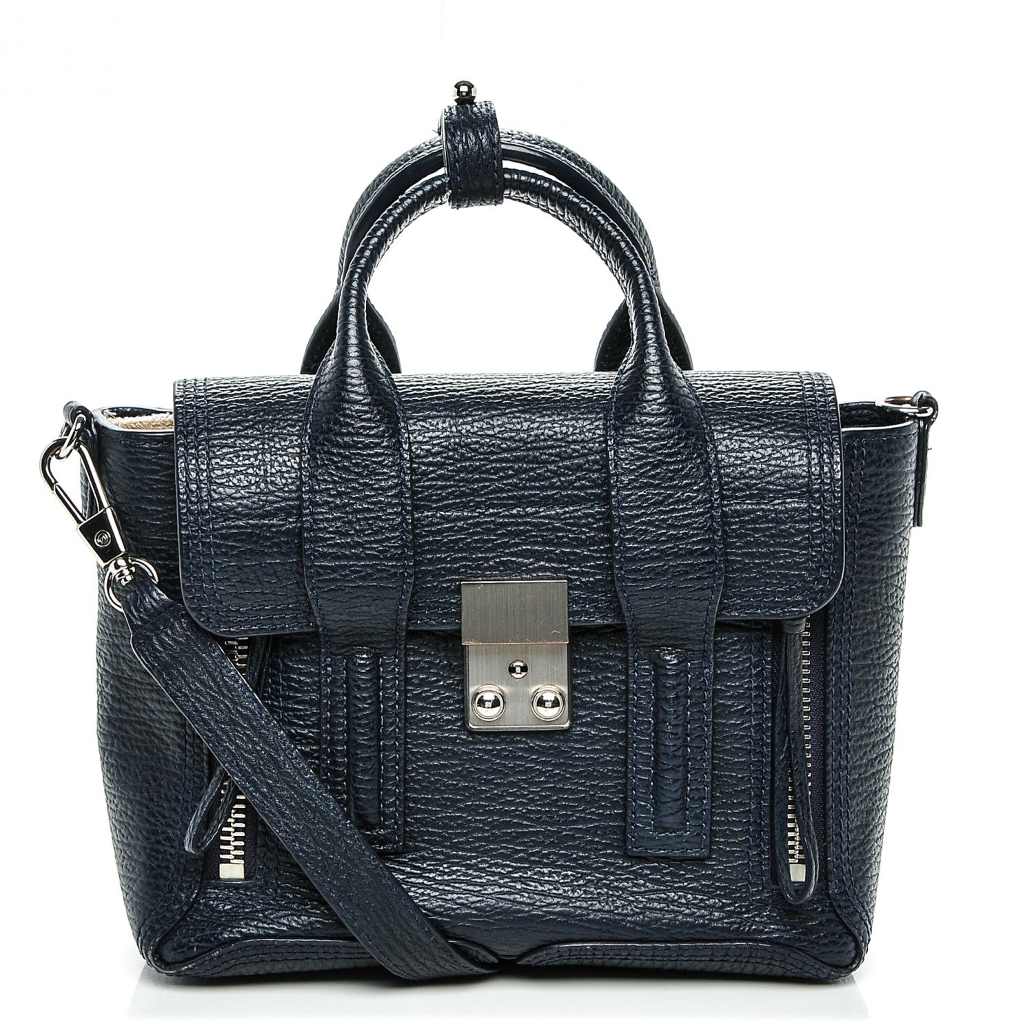 3.1 Phillip Lim 3.1 Textured Calfskin Mini Pashli Satchel Ink 1 of 7