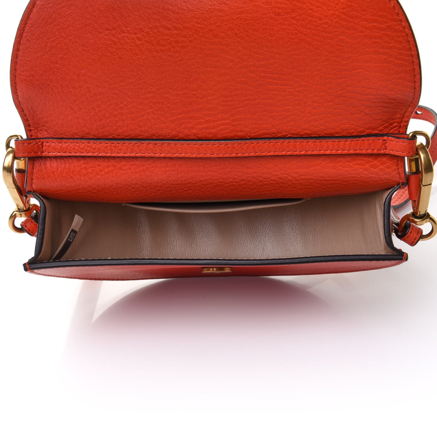 Calfskin Small Nile Bracelet Minaudiere Bag Sepia Red