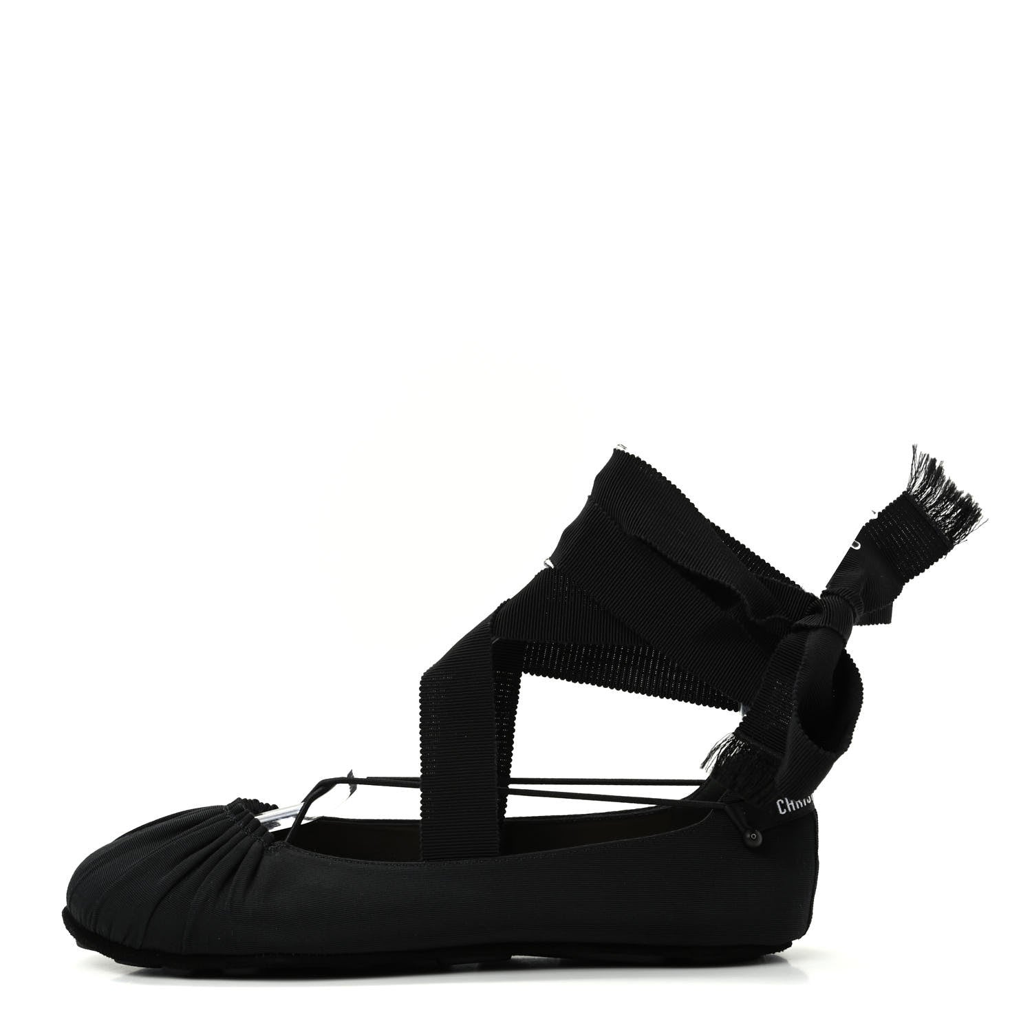 Christian Dior Grosgrain Ribbon Etoile Ballet Flats 37 Black 1 of 11