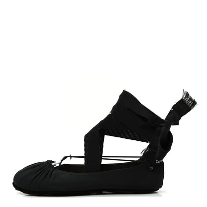Christian Dior Grosgrain Ribbon Etoile Ballet Flats 37 Black 1 of 11