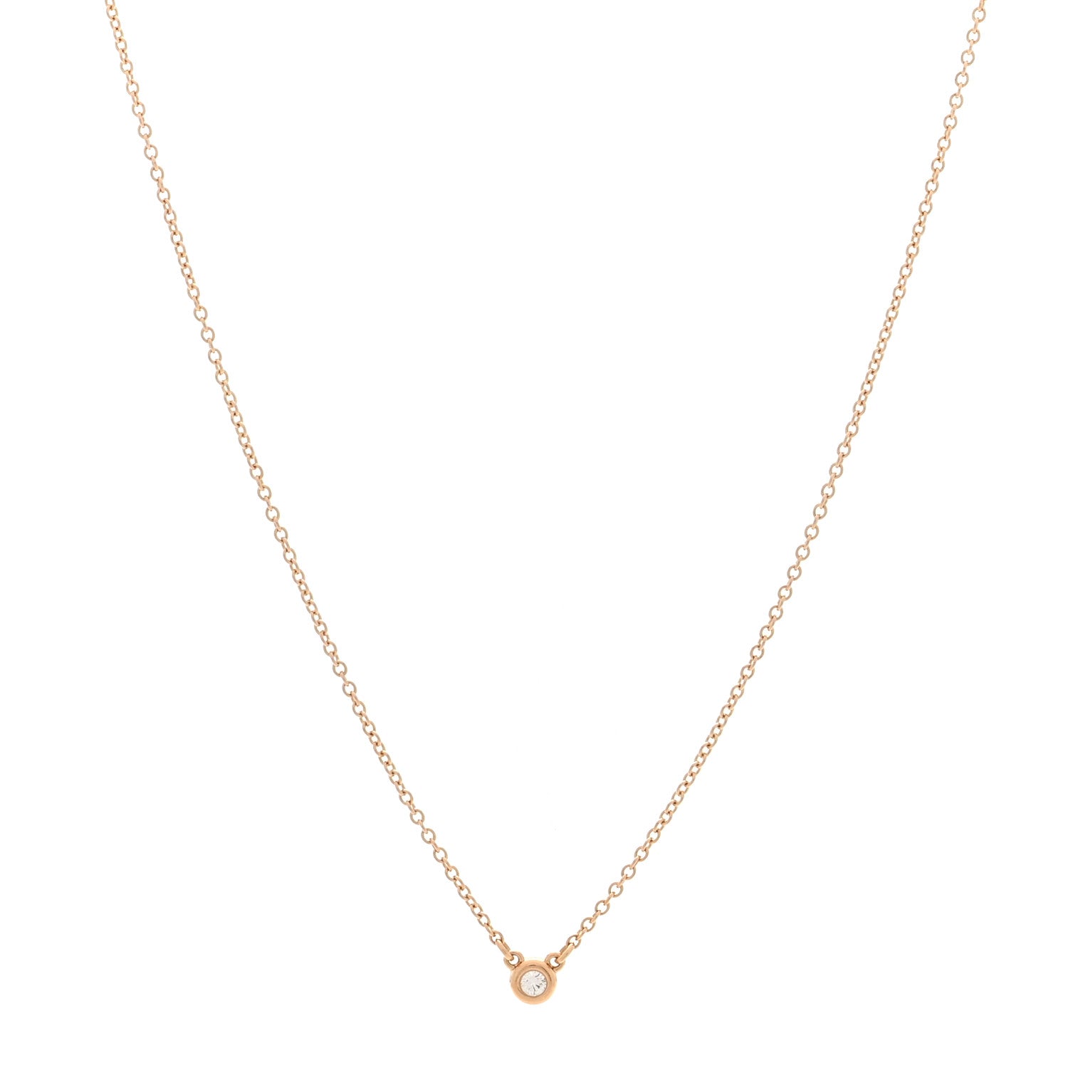 Tiffany 18K Rose Gold Diamond .03ct Elsa Peretti Diamonds by the Yard Pendant Necklace 1 of 4