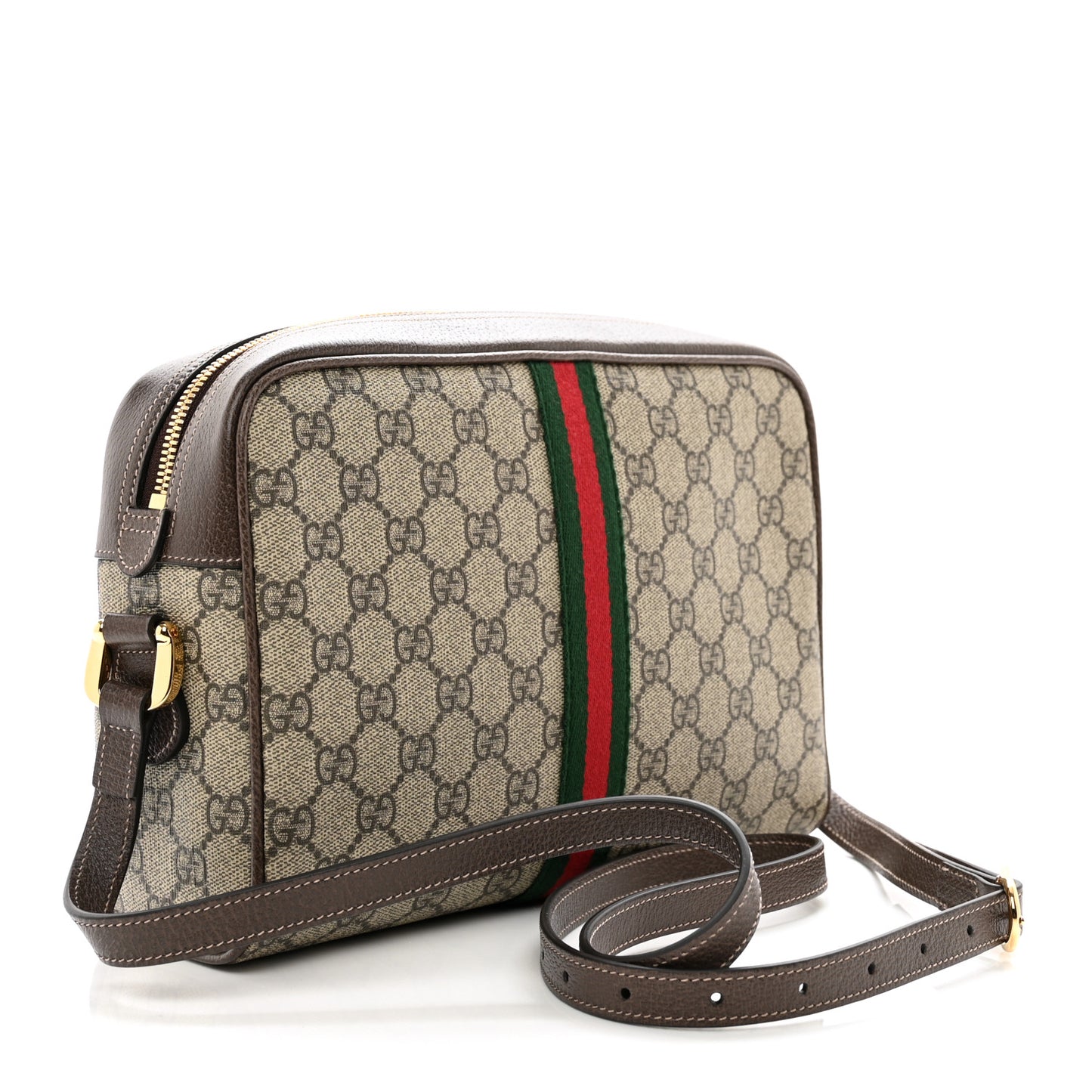 GG Supreme Monogram Web Small Ophidia Shoulder Bag Brown