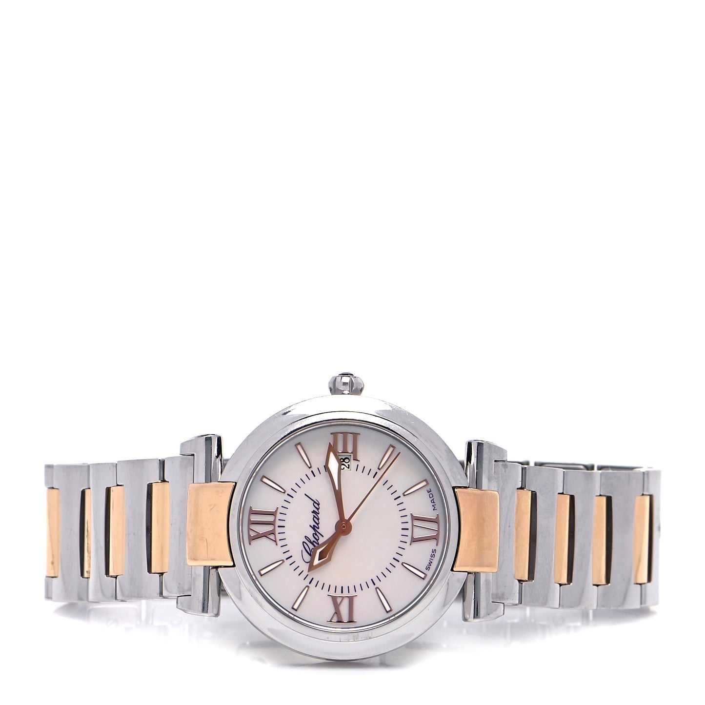 Stainless Steel 18K Rose Gold Mother of Pearl 28mm Imperiale Quartz Watch