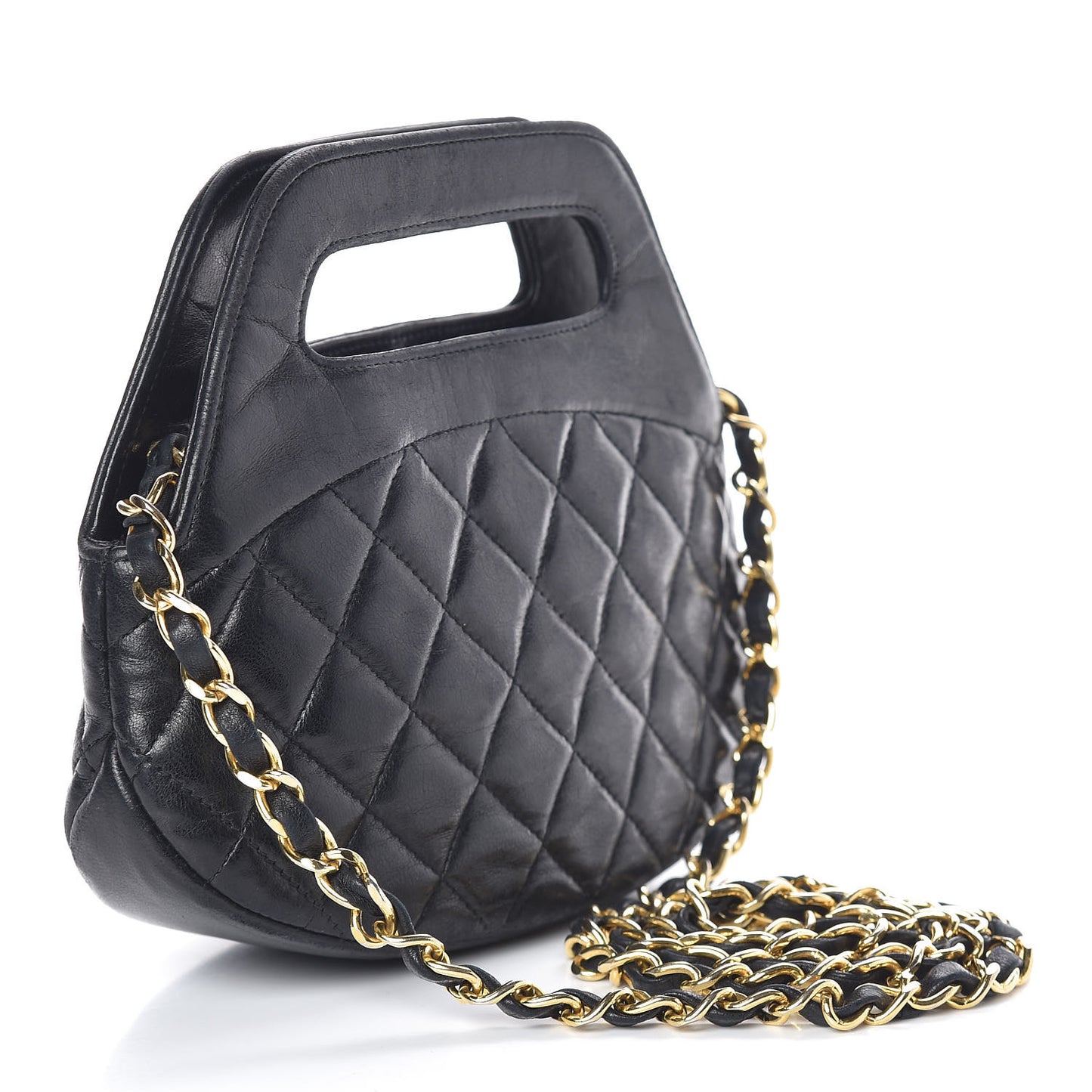 Lambskin Quilted CC Shoulder Bag Black