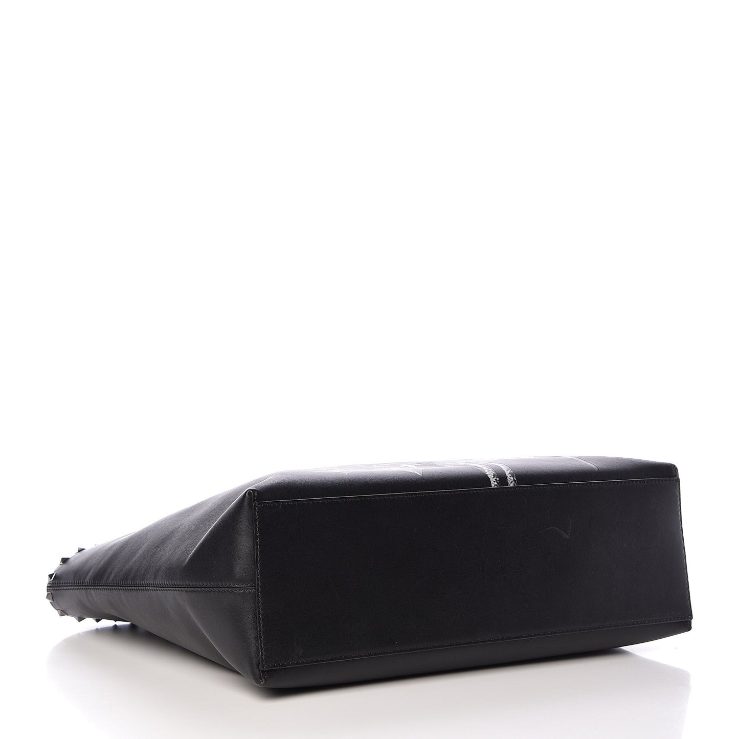 X UNDERCOVER Calfskin Print Rockstud Shoulder Tote Black