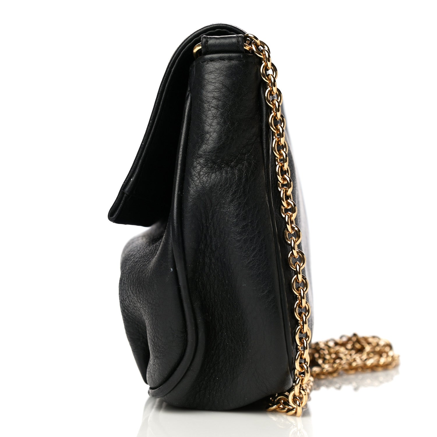 Fendi Vitello Flamingo Enamel Fendista Pouchette Crossbody Black 18 of 22