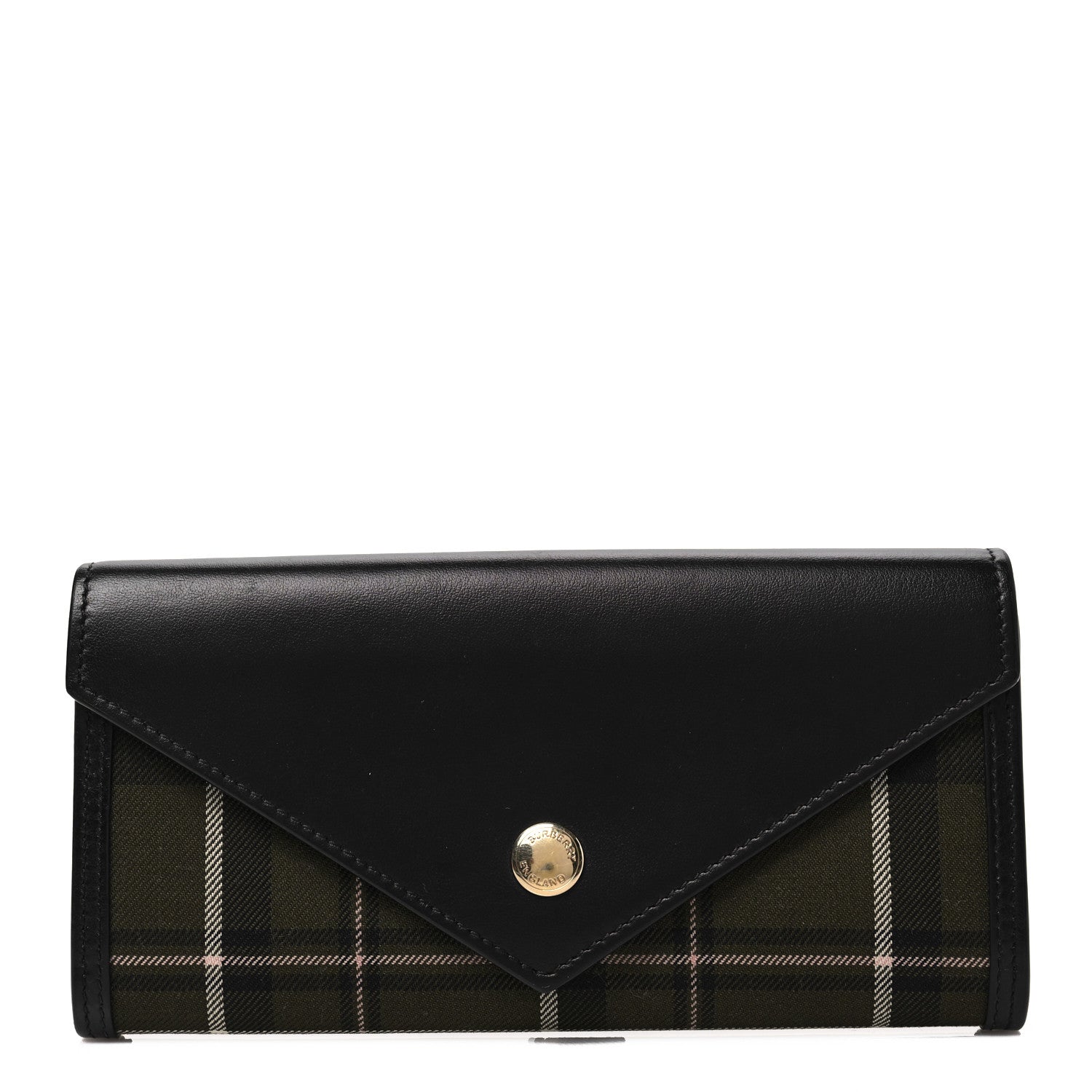 Burberry Grained Calfskin Tartan Halton Wallet Black 1 of 7