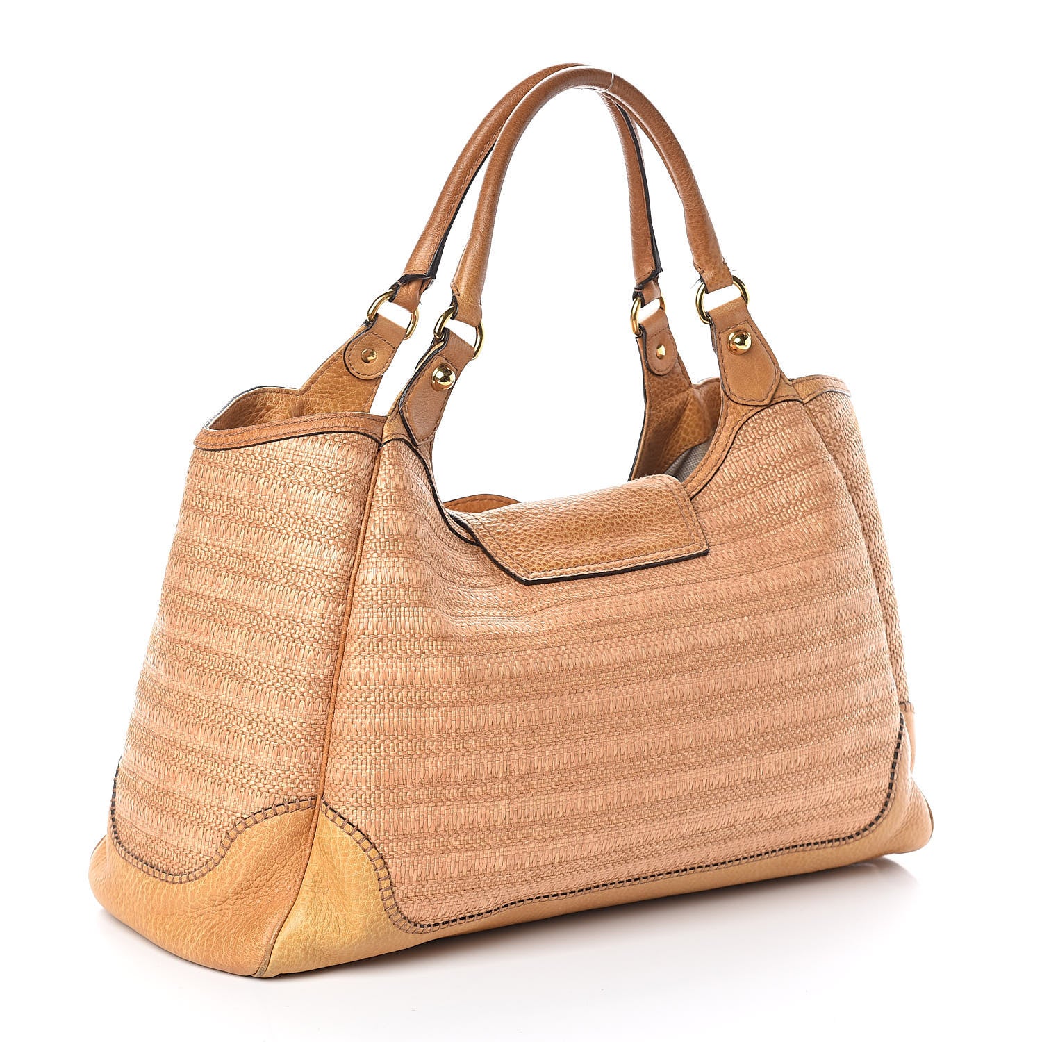 Gucci Straw Large New Pelham Shoulder Bag Tan 3 of 15