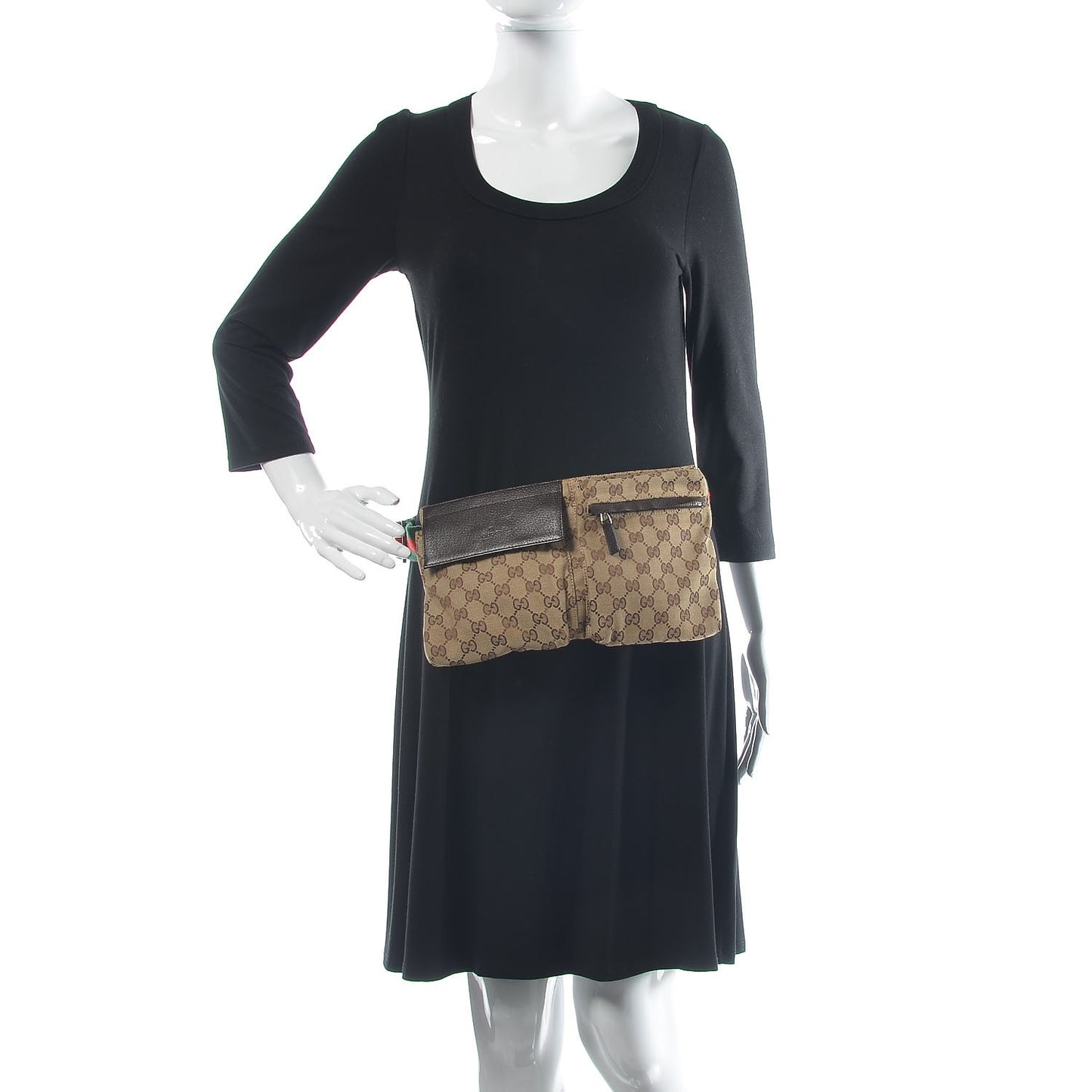 Monogram Web Belt Bag Dark Brown