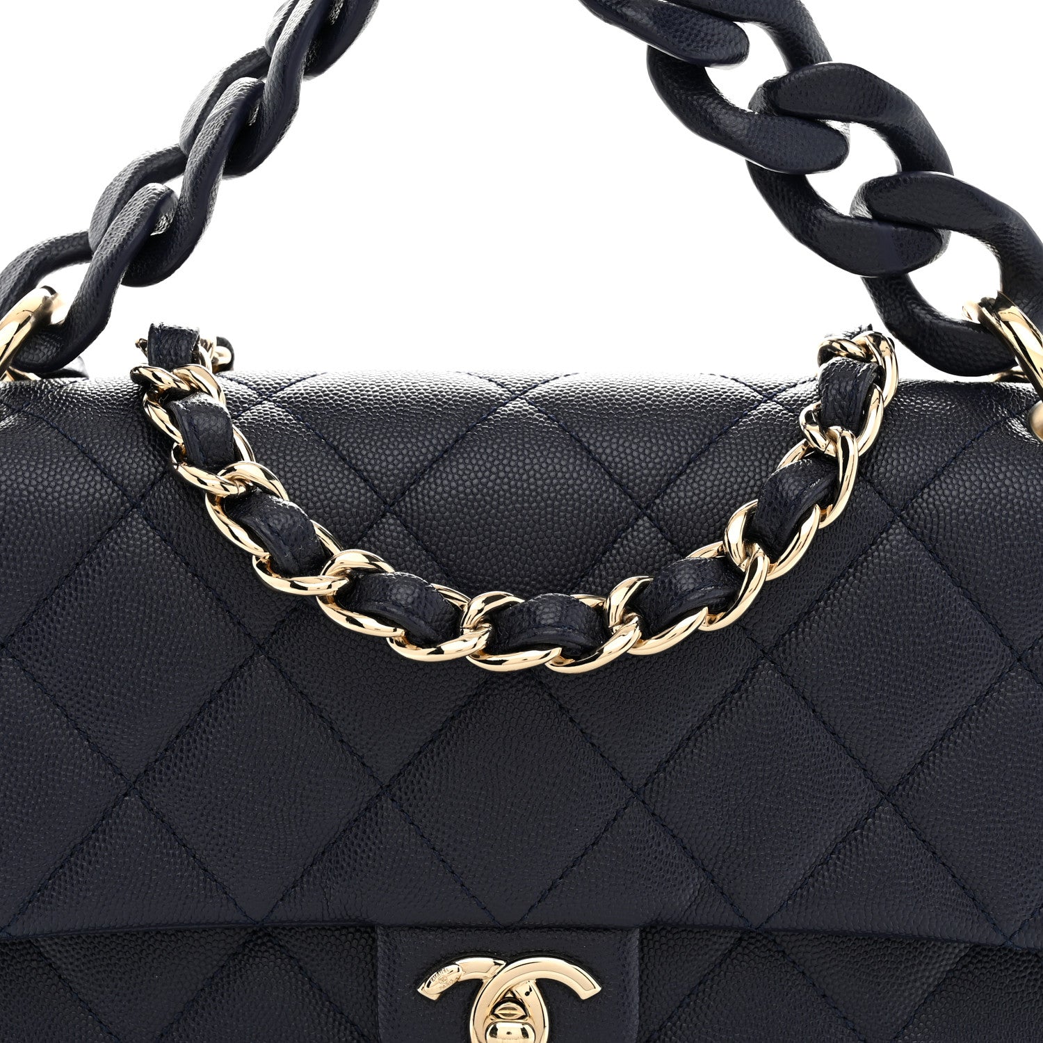 Chanel Caviar Quilted Large Funky Match Flap Navy 8 of 10