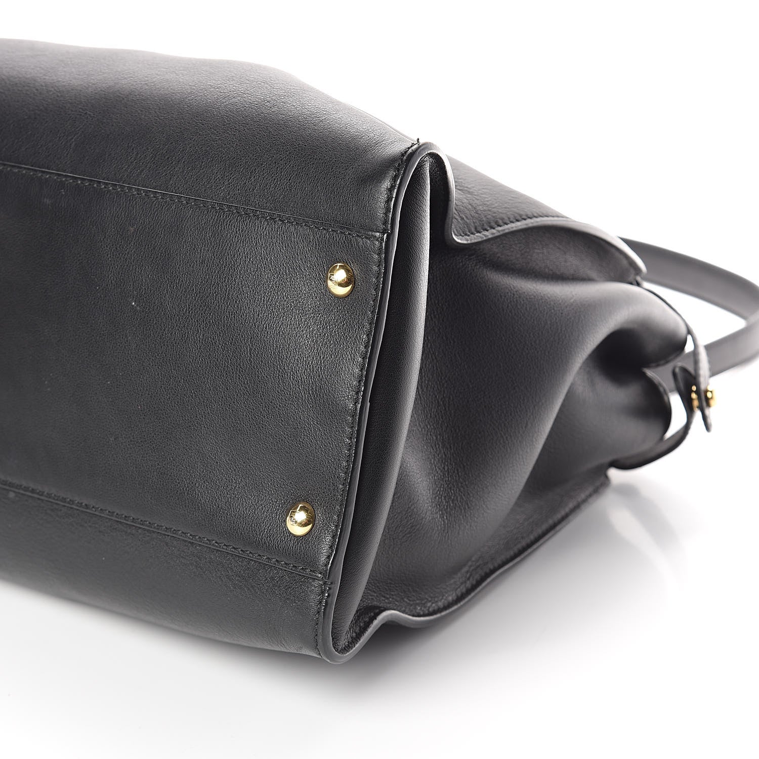 Fendi Vitello Seta Shiny Nappa Large Peekaboo Iconic Satchel Black 9 of 9