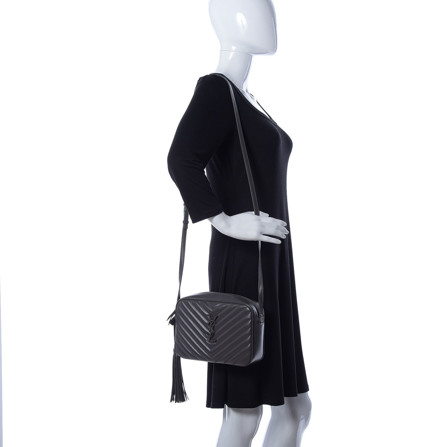 Saint Laurent Calfskin Matelasse Monogram Lou Camera Bag Asphalt 2 of 9