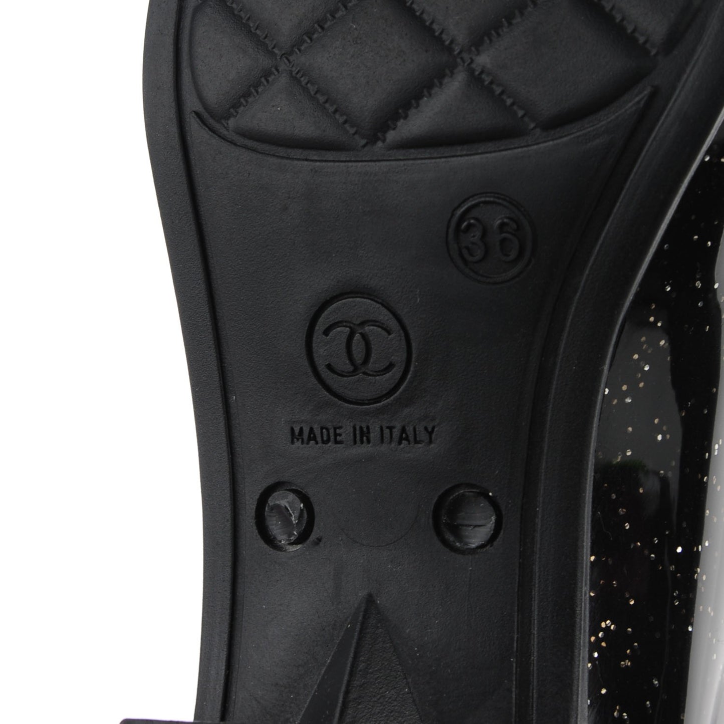 Rubber Glitter Camellia Rain Boots 36 Black