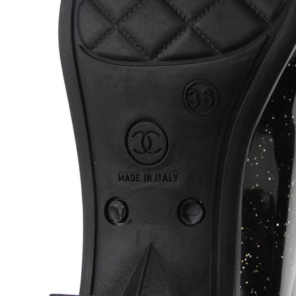 Chanel Rubber Glitter Camellia Rain Boots 36 Black 7 of 7