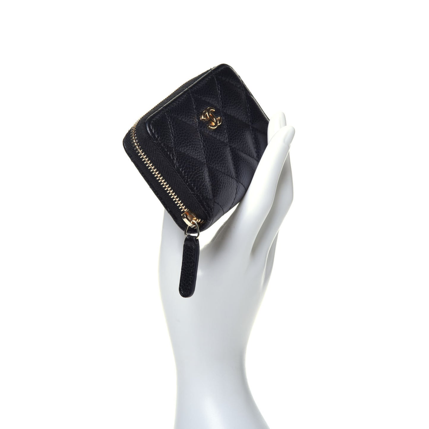 Caviar Quilted Zip Coin Purse Black