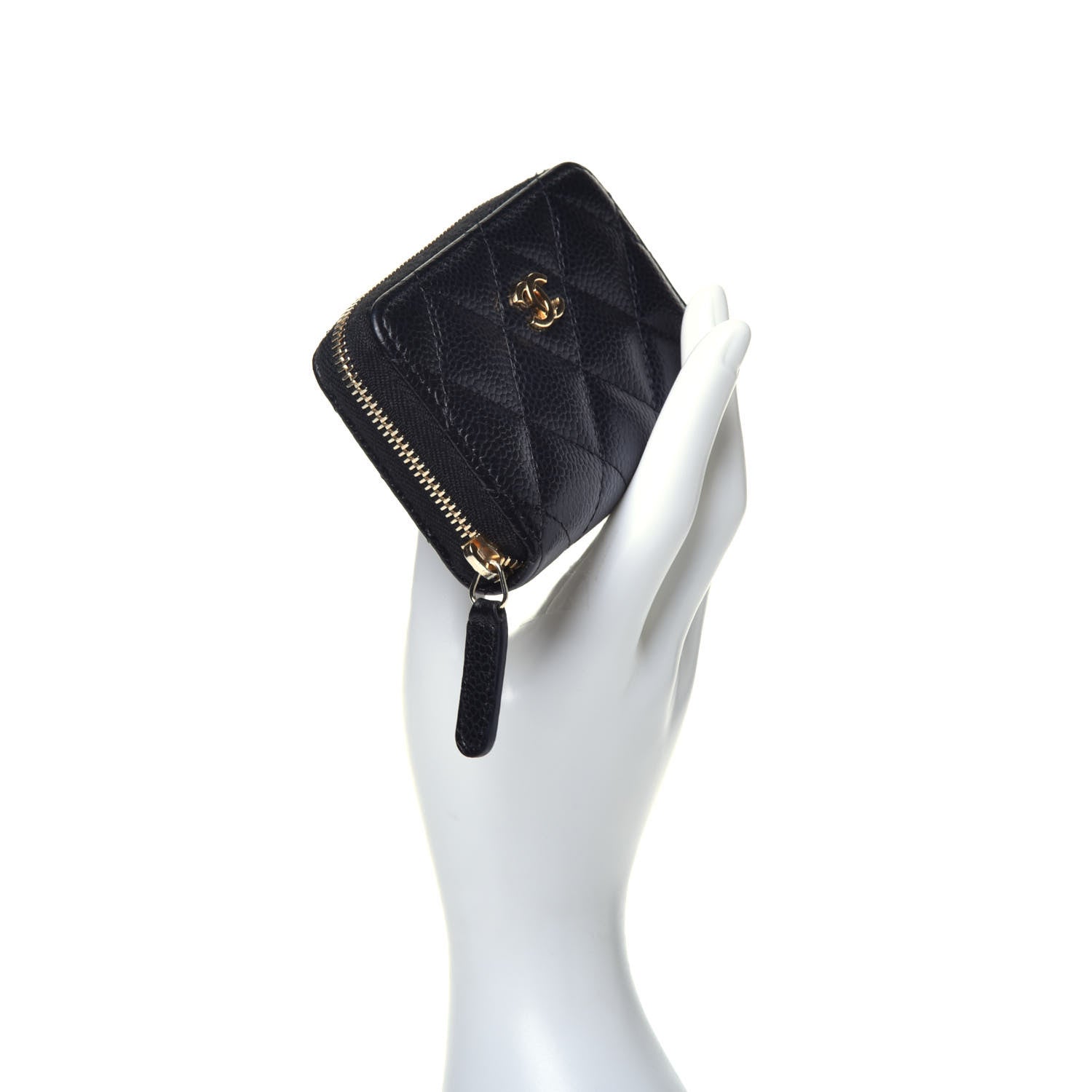 Chanel Caviar Quilted Zip Coin Purse Black 2 of 7