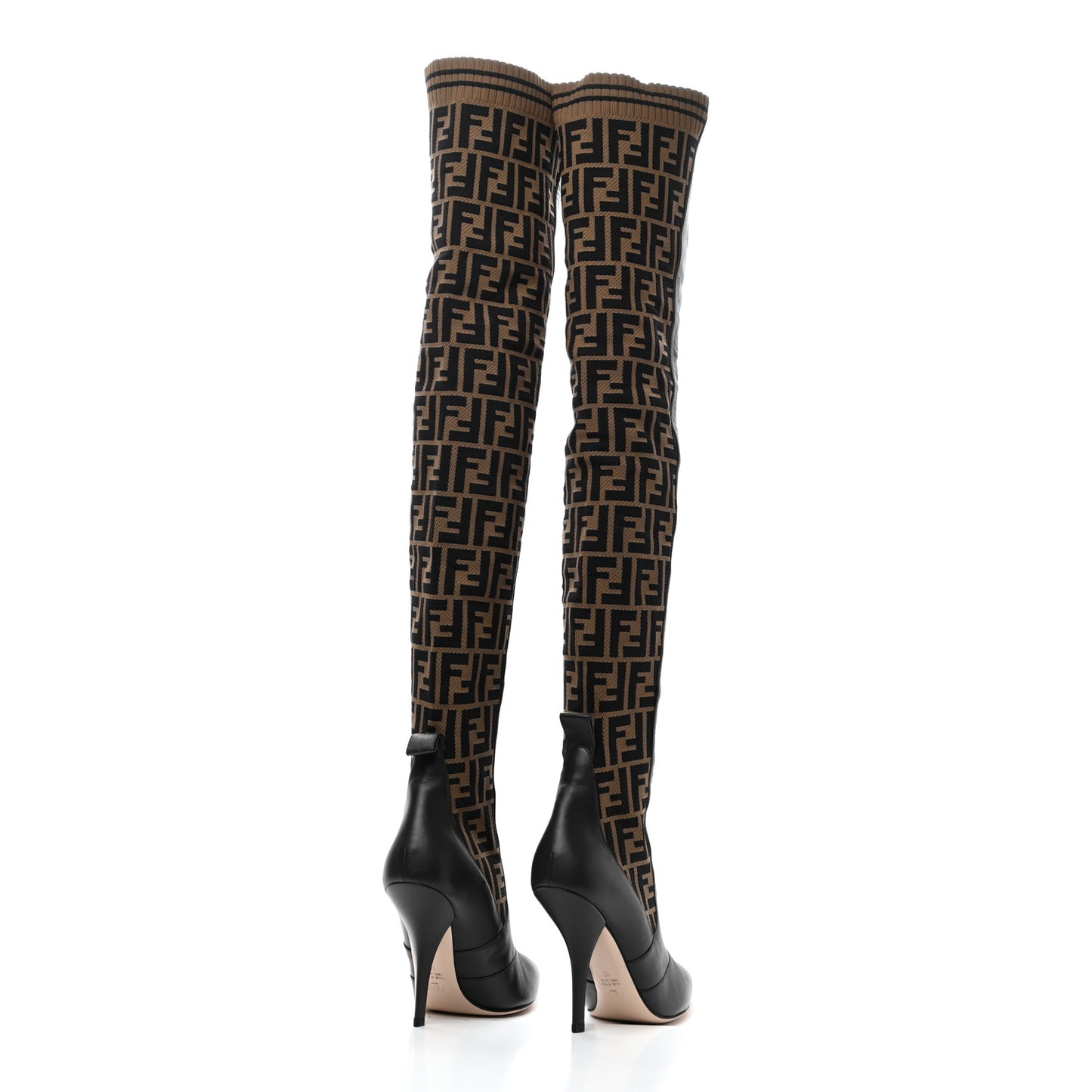Nappa Microfiber Fabric FF Rockoko Thigh High 105mm Boots 40 Ebano Tobacco Brown