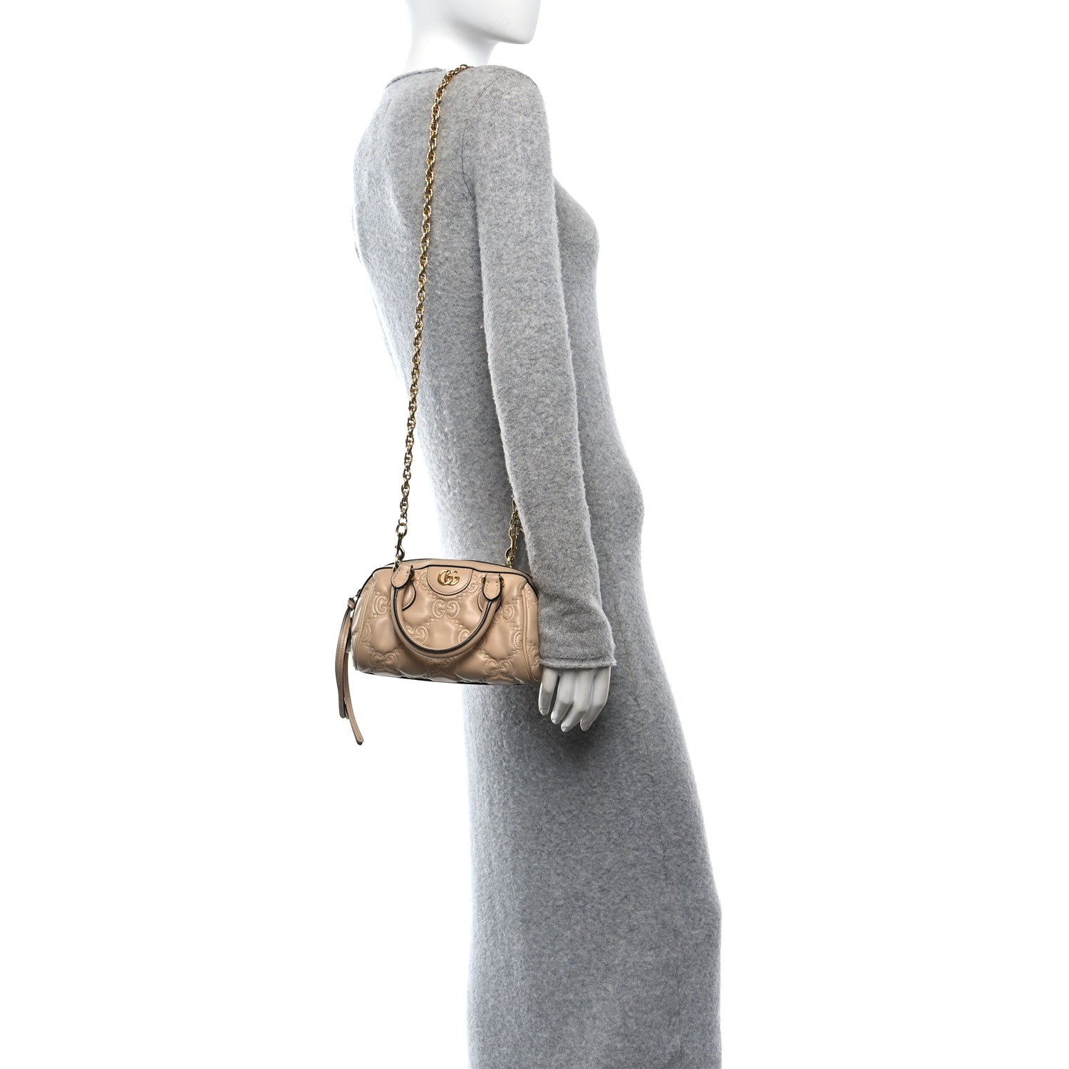 Gucci Calfskin GG Matelasse Mini Bowler Bag Naturale 2 of 11