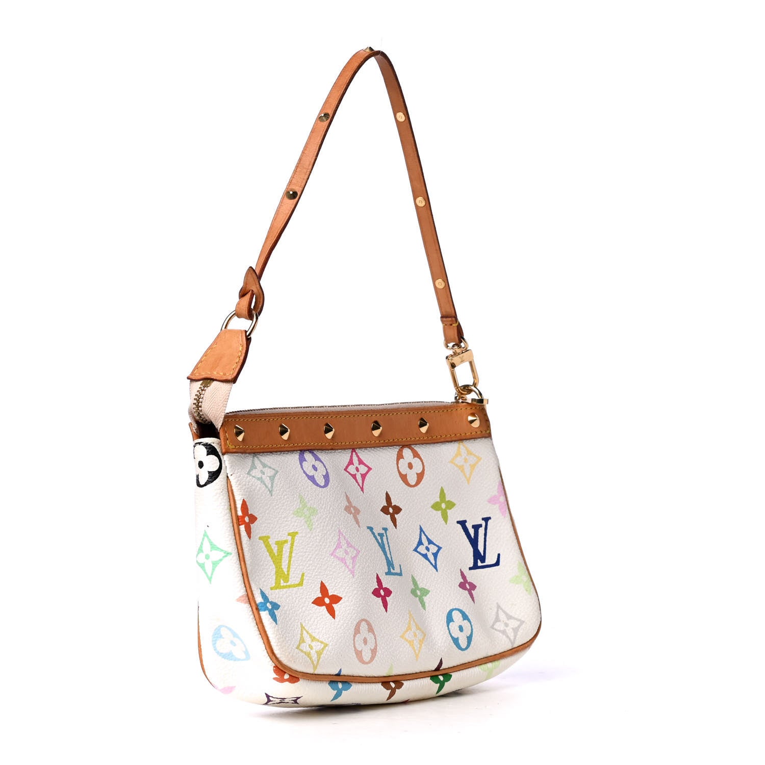 Louis Vuitton Monogram Multicolor Pochette Accessories White 3 of 5