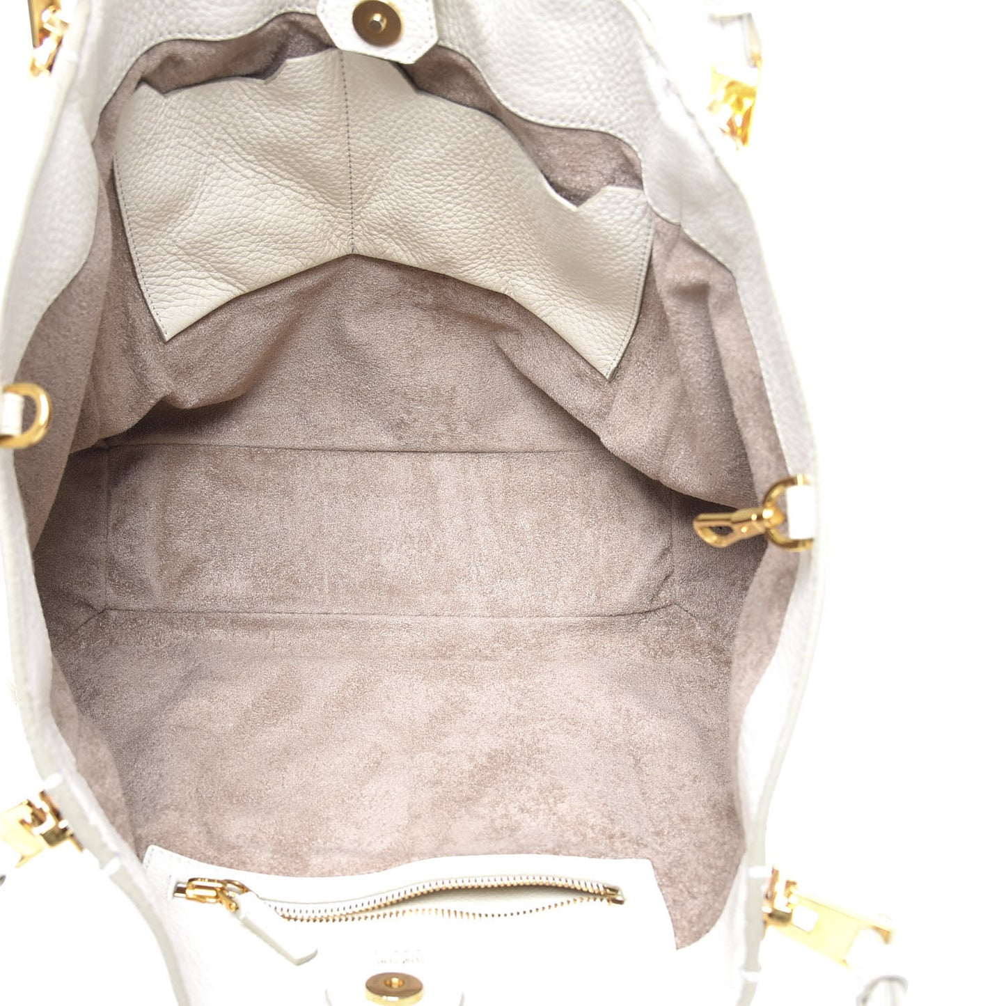 Grained Calfskin Sedgwick Medium Zipper Tote White