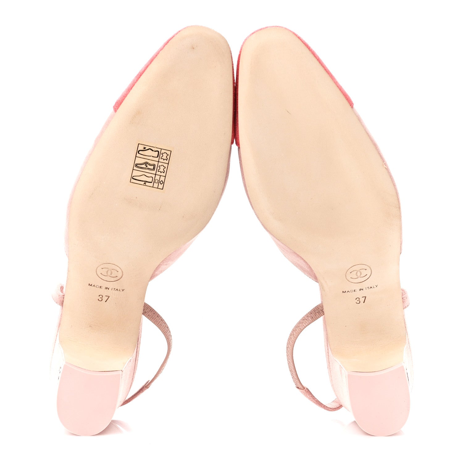 Chanel Suede Cap Toe CC Slingback Pumps 37 Light Pink Coral 5 of 9