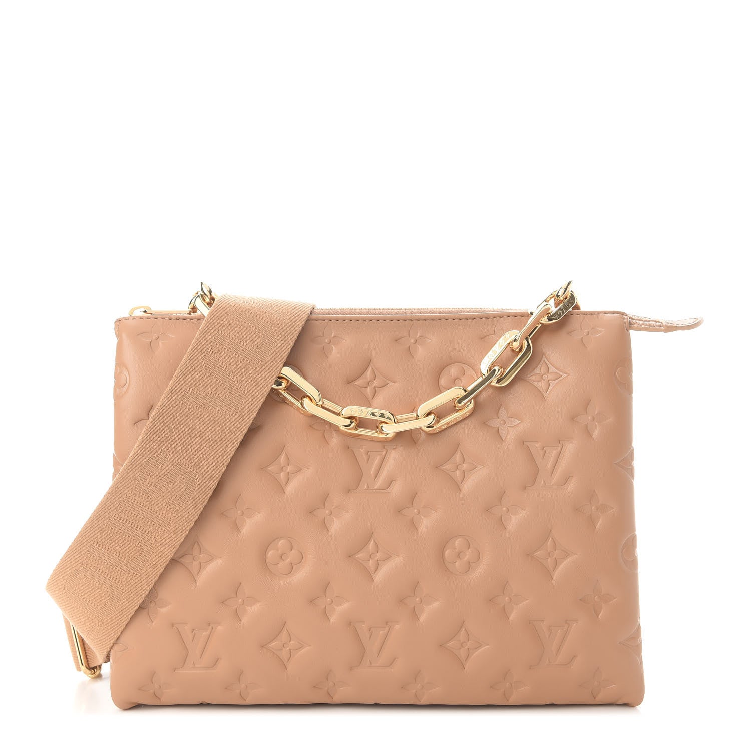 Louis Vuitton Lambskin Embossed Monogram Coussin PM Camel 1 of 8