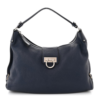 Salvatore Ferragamo Calfskin Fanisa Gancini Hobo Oxford Blue 1 of 14