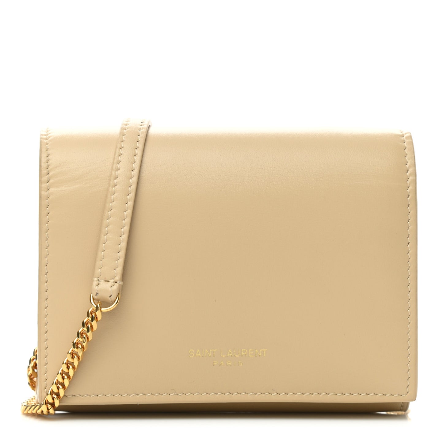 Calfskin Monogram Chain Card Case Ivory Natural