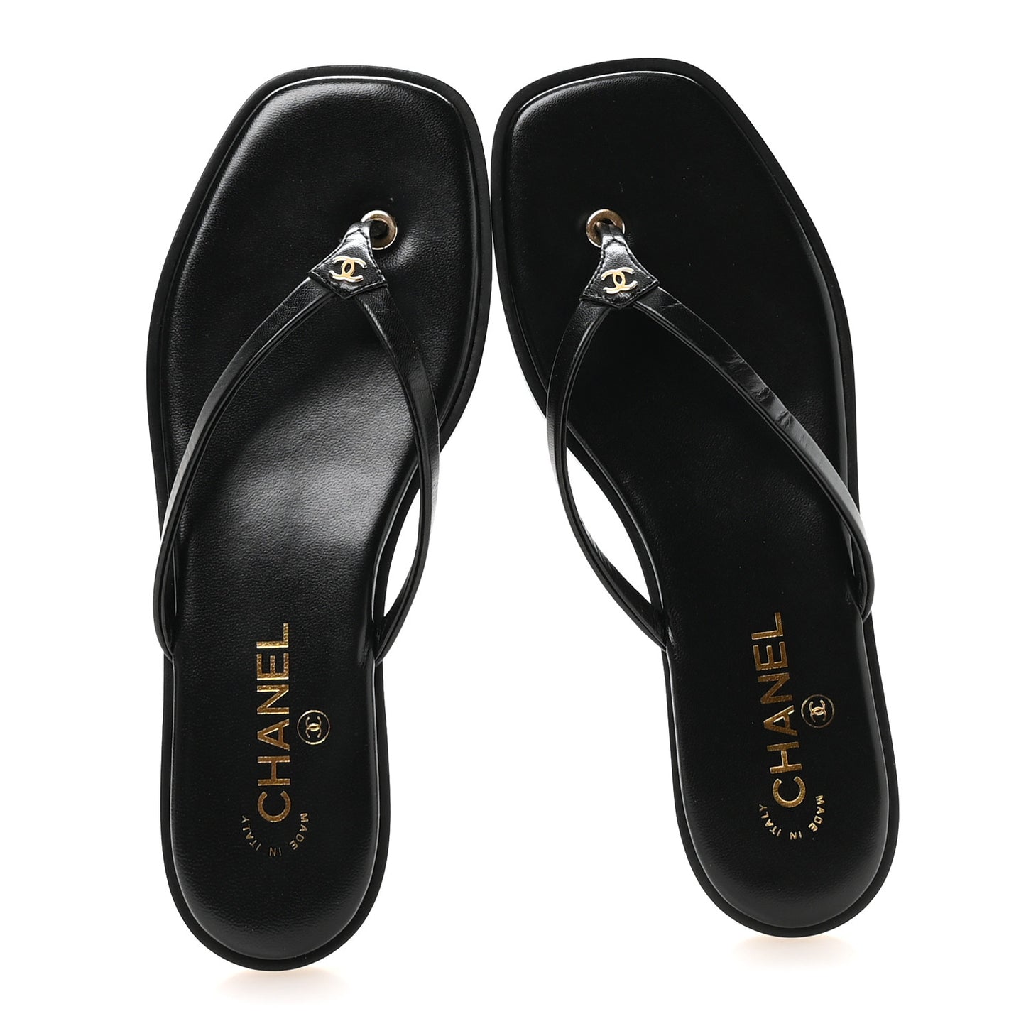 Goatskin Times Square Thong Sandals 39.5 Black