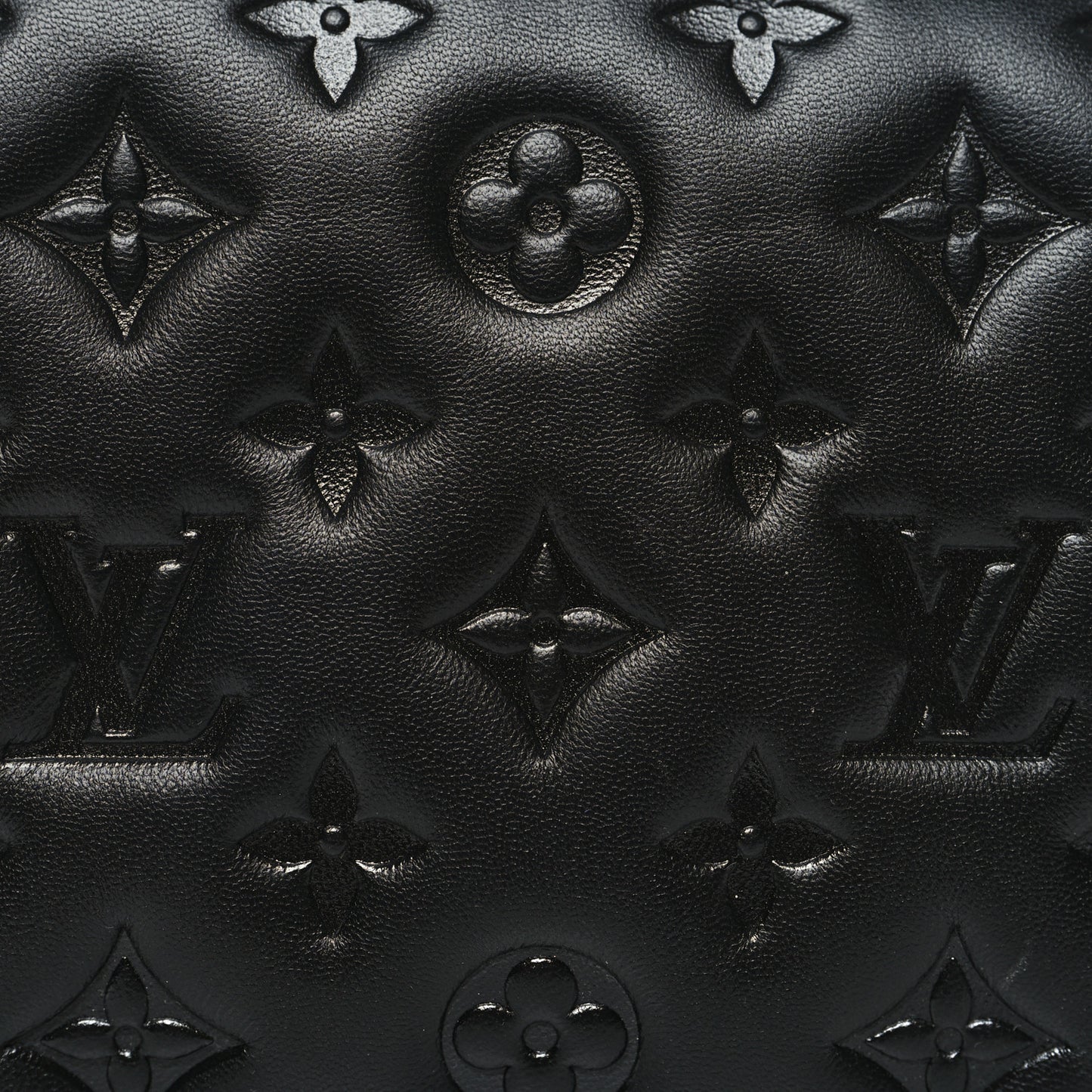 Lambskin Embossed Monogram Pochette Coussin Black