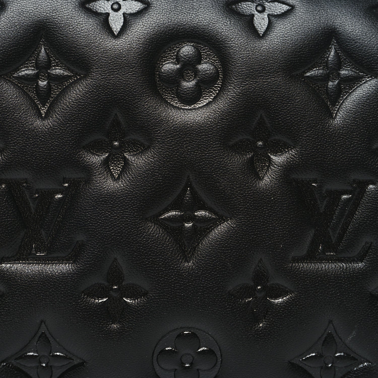 Louis Vuitton Lambskin Embossed Monogram Pochette Coussin Black 8 of 10