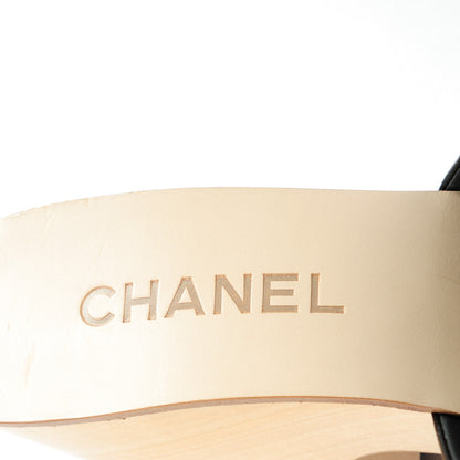 Chanel Calfskin Patent Wood CC Mules 37 Black 7 of 7