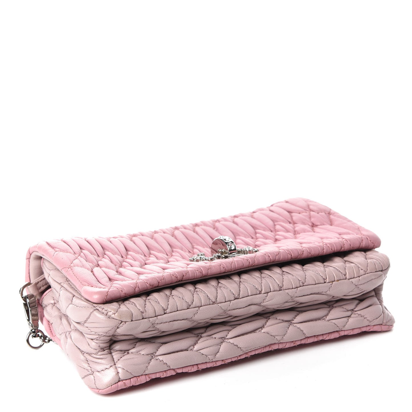 Nappa Matelasse Crystal Chain Shoulder Bag Rosa