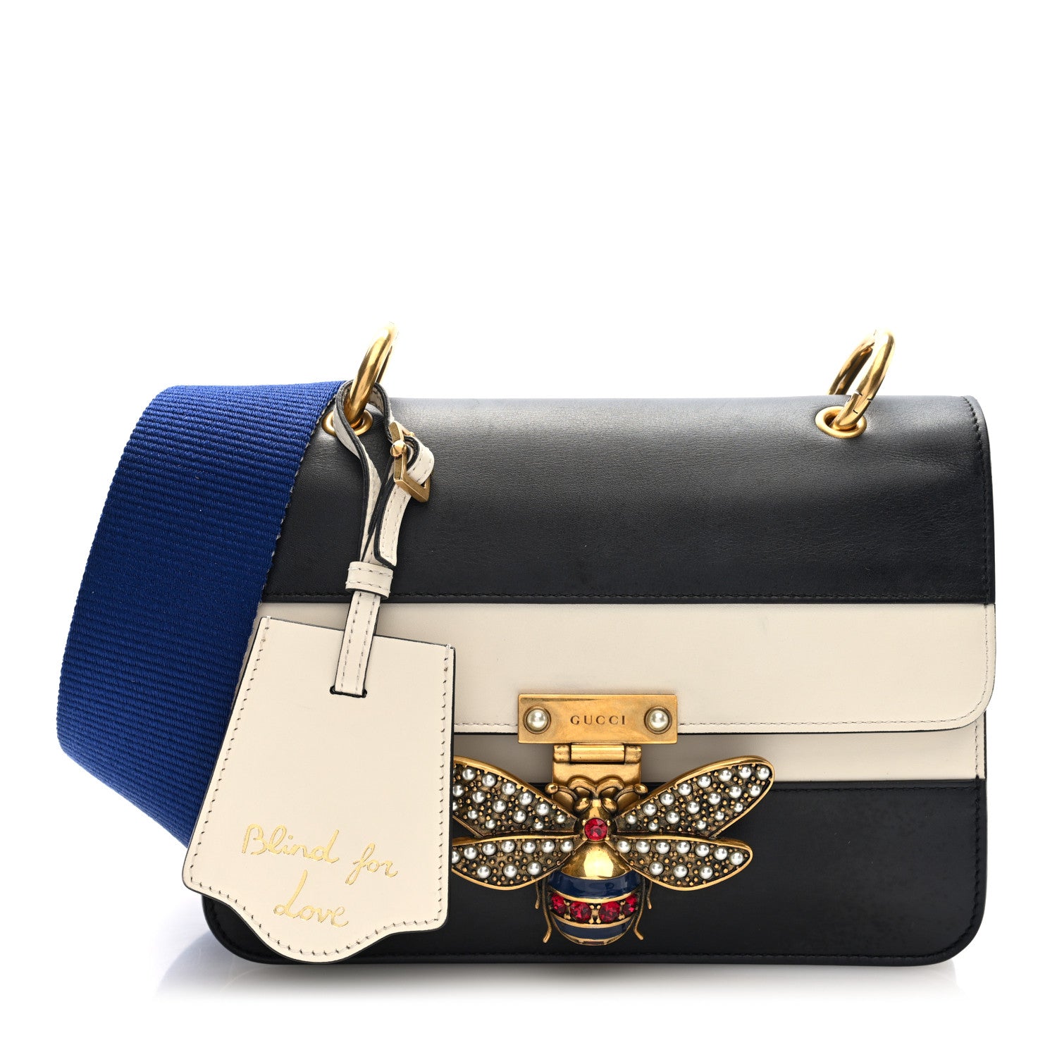 Gucci Calfskin Sylvie Web Queen Margaret Shoulder Bag Mystic White Black 1 of 10